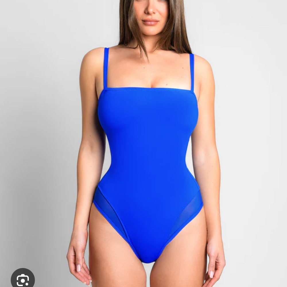 TA3 Women's Squarey One-Piece Swimsuit in Sapphire Blue M Long NWOT